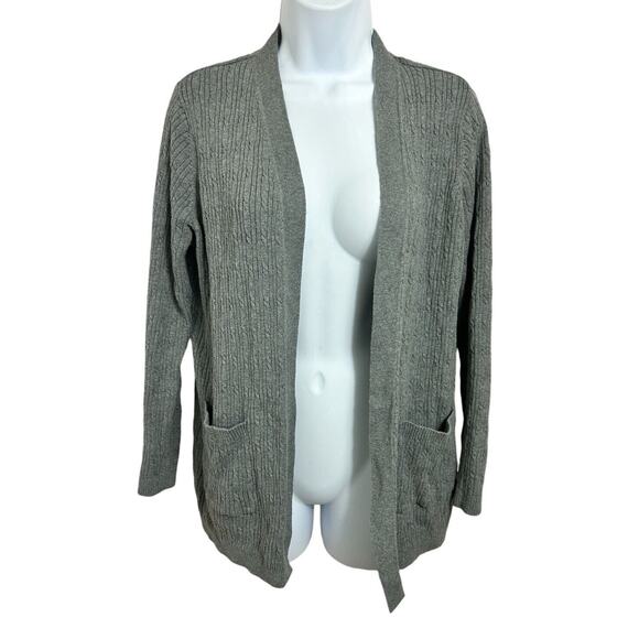 Kim Rogers Petite Long Sleeve Cable Knit Cardigan Sz Small Petite P/S Gray - Picture 2 of 6